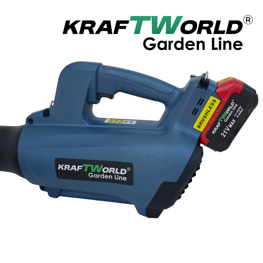 Акумулаторна Духалка за листа KraftWorld Garden Line – 21V, 240W, с 2 батерии АКУМУЛАТОРНИ ИНСТРУМЕНТИ Акумулаторна Духалка за листа KraftWorld Garden Line – 21V, 240W, с 2 батерии