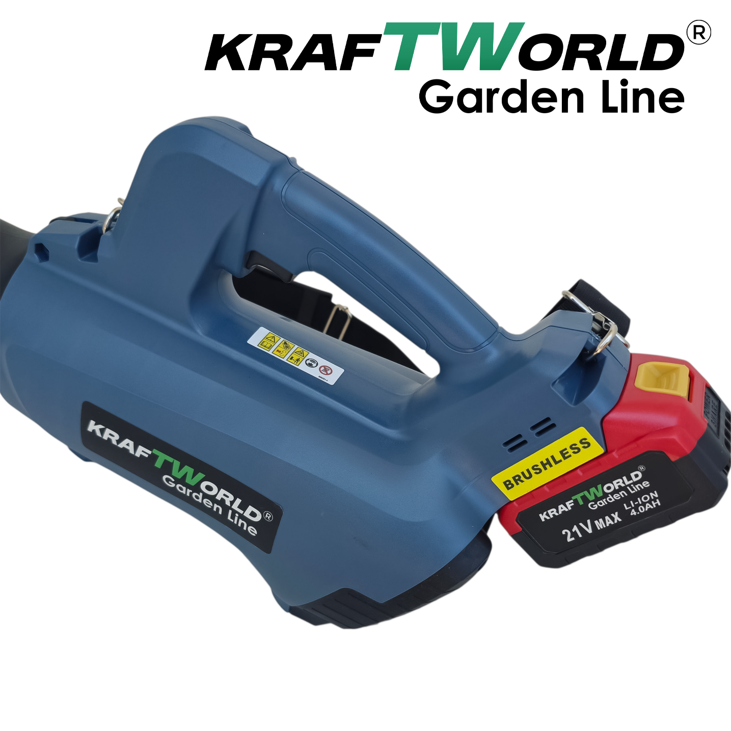 Акумулаторна Духалка за листа KraftWorld Garden Line – 21V, 240W, с 2 батерии АКУМУЛАТОРНИ ИНСТРУМЕНТИ Акумулаторна Духалка за листа KraftWorld Garden Line – 21V, 240W, с 2 батерии