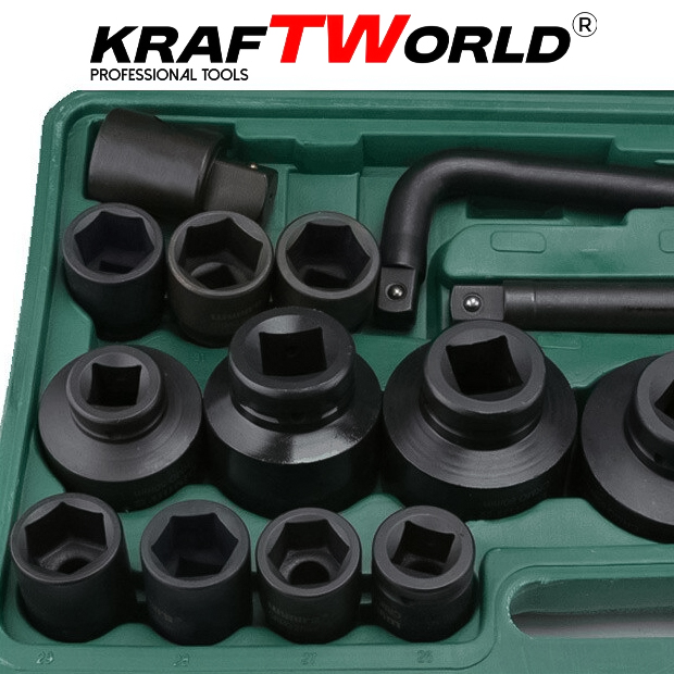 Професионално гедоре за камиони KraftWorld 26 части – тресчотка, удължители, адаптер РЪЧНИ ИНСТРУМЕНТИ Професионално гедоре за камиони KraftWorld 26 части – тресчотка, удължители, адаптер