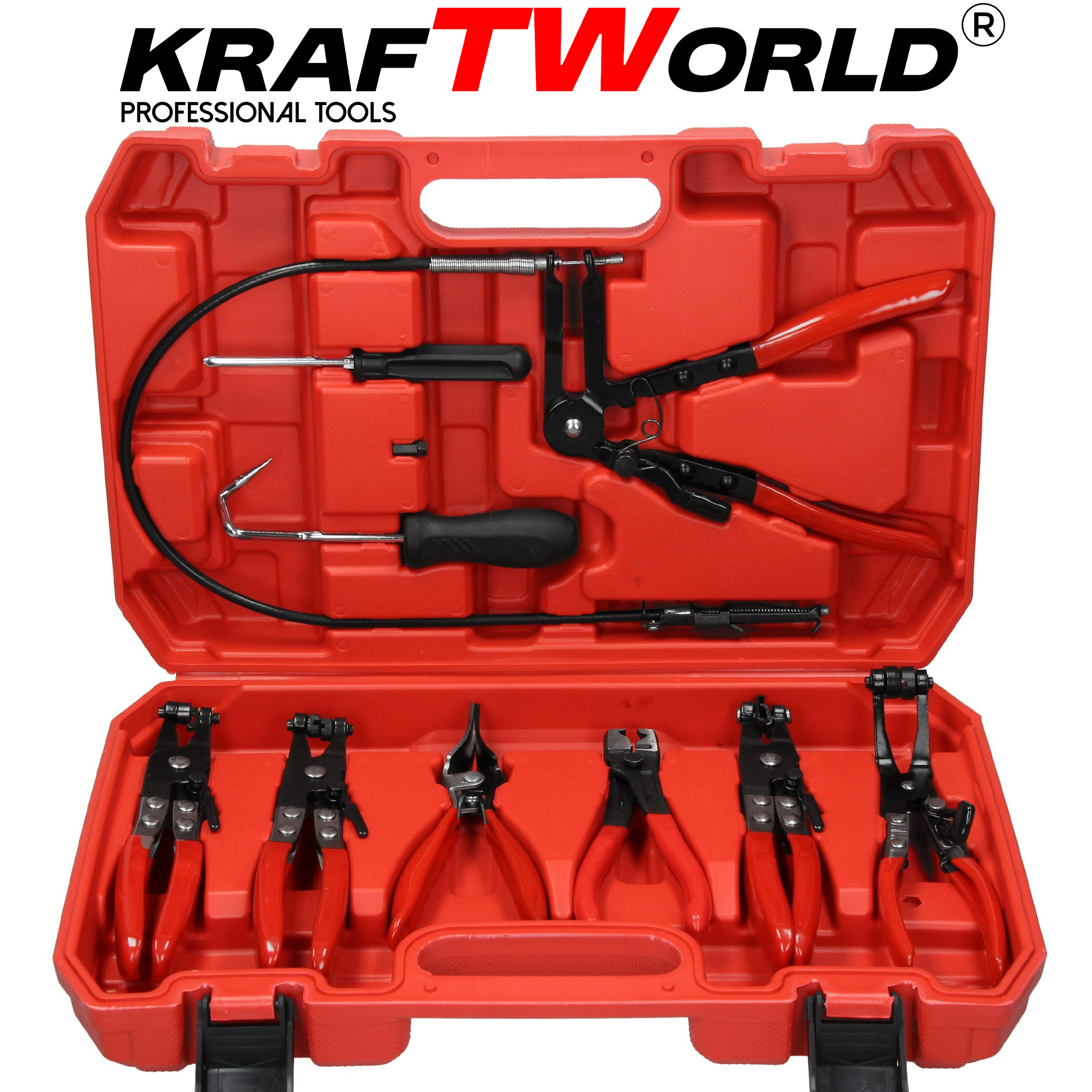 Професионален комплект 9 части KraftWorld – клещи за скоби, Clic-R, плоски и вакуумни РЪЧНИ ИНСТРУМЕНТИ Професионален комплект 9 части KraftWorld – клещи за скоби, Clic-R, плоски и вакуумни