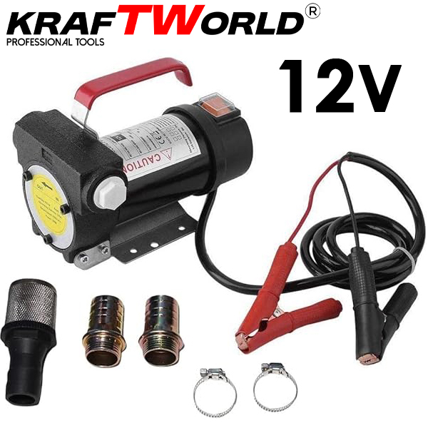 Трансферна помпа KraftWorld 12V – за дизел, керосин и агресивни течности АВТО Трансферна помпа KraftWorld 12V – за дизел, керосин и агресивни течности