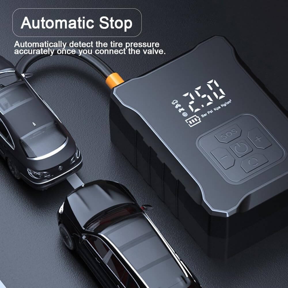 Акумулаторен компресор за гуми с LED екран и Power Bank, USB Type-C АВТО Акумулаторен компресор за гуми с LED екран и Power Bank, USB Type-C