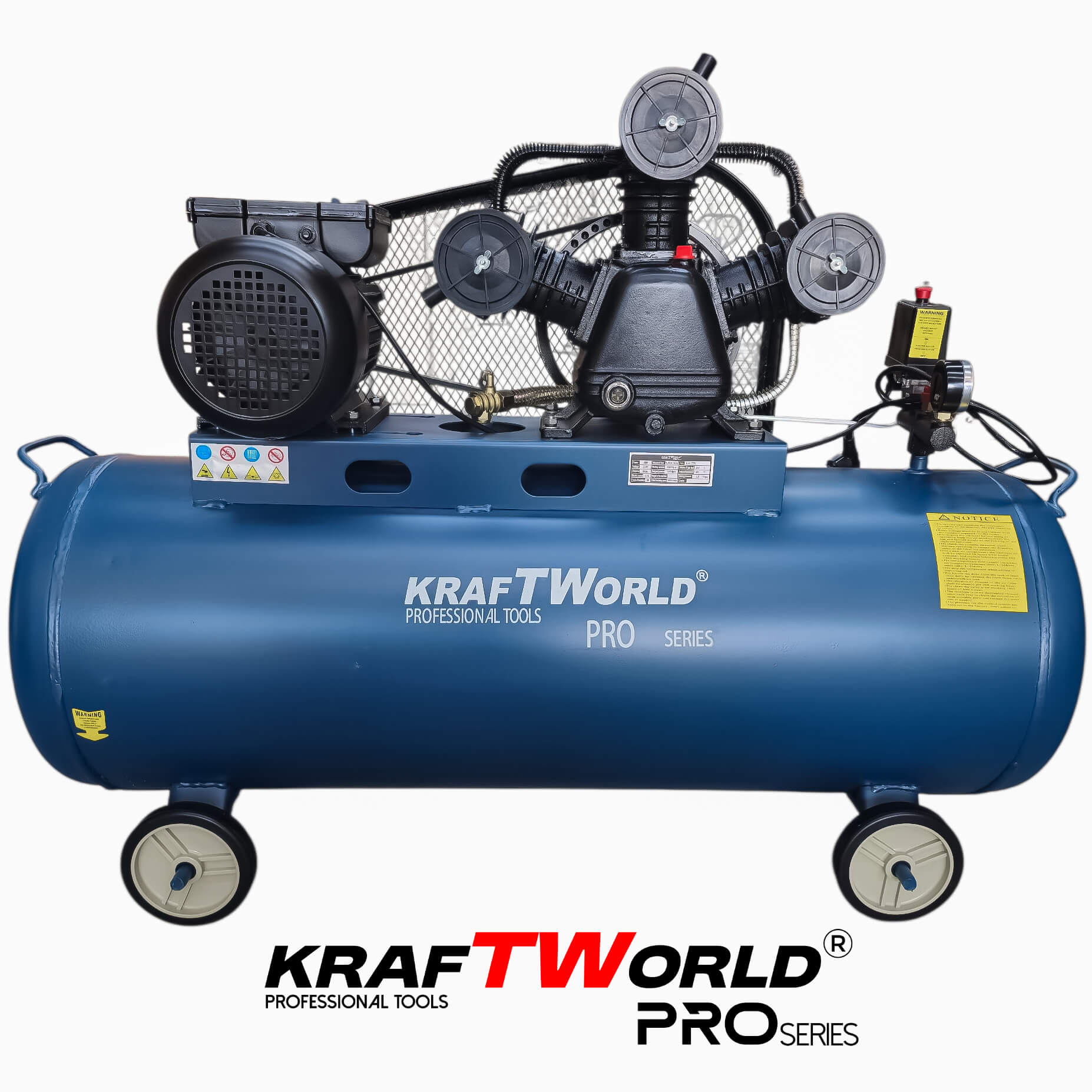 Трибутален въздушен компресор KraftWorld 200L | 4HP | 8 bar АВТО Трибутален въздушен компресор KraftWorld 200L | 4HP | 8 bar