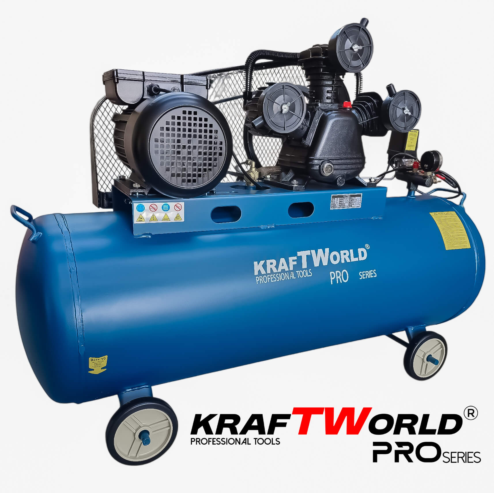 Трибутален въздушен компресор KraftWorld 200L | 4HP | 8 bar АВТО Трибутален въздушен компресор KraftWorld 200L | 4HP | 8 bar