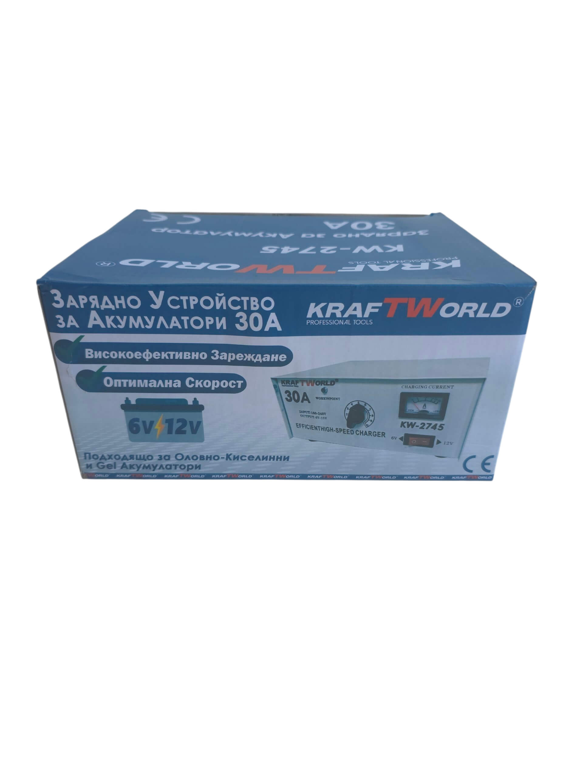 Зарядно за акумулатор KraftWorld – 30A, 6V и 12V, 220V – Автомобили, Мотоциклети, Бусове АВТО Зарядно за акумулатор KraftWorld – 30A, 6V и 12V, 220V – Автомобили, Мотоциклети, Бусове