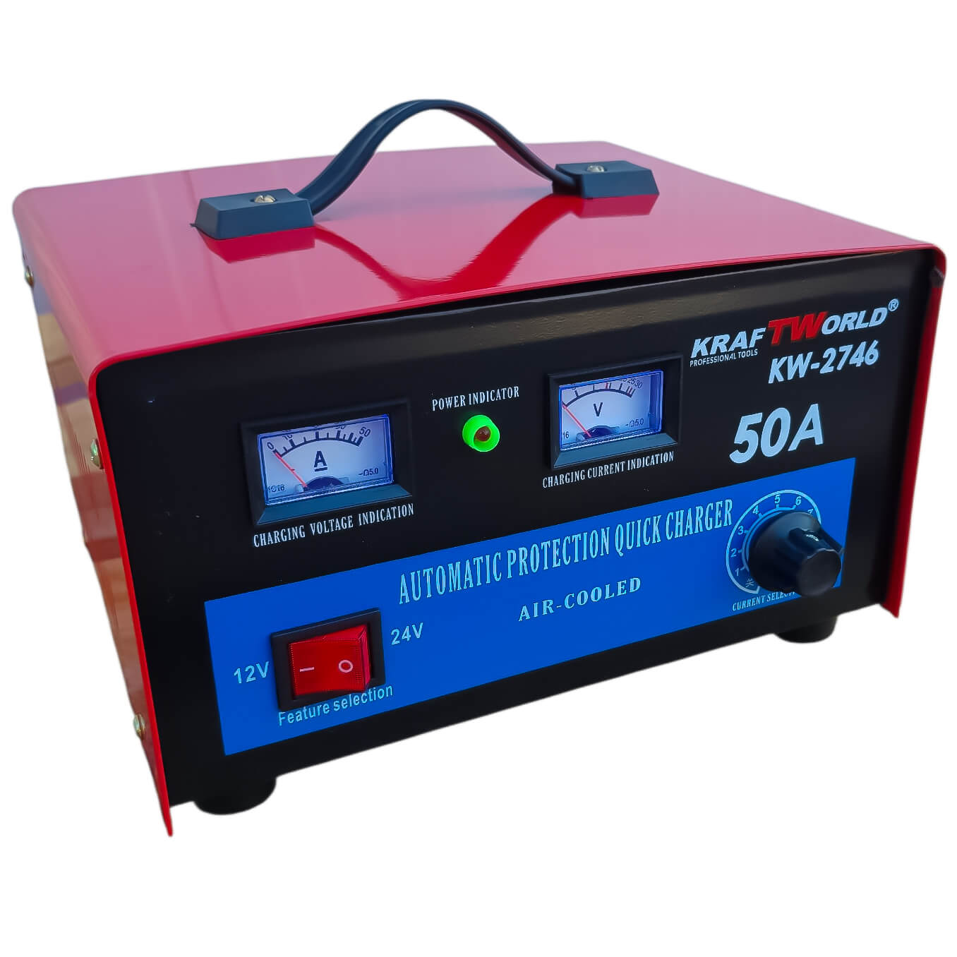 Зарядно за акумулатори KraftWorld KW-2746 – 50A, 12V/24V, Бързо и Ефективно АВТО Зарядно за акумулатори KraftWorld KW-2746 – 50A, 12V/24V, Бързо и Ефективно