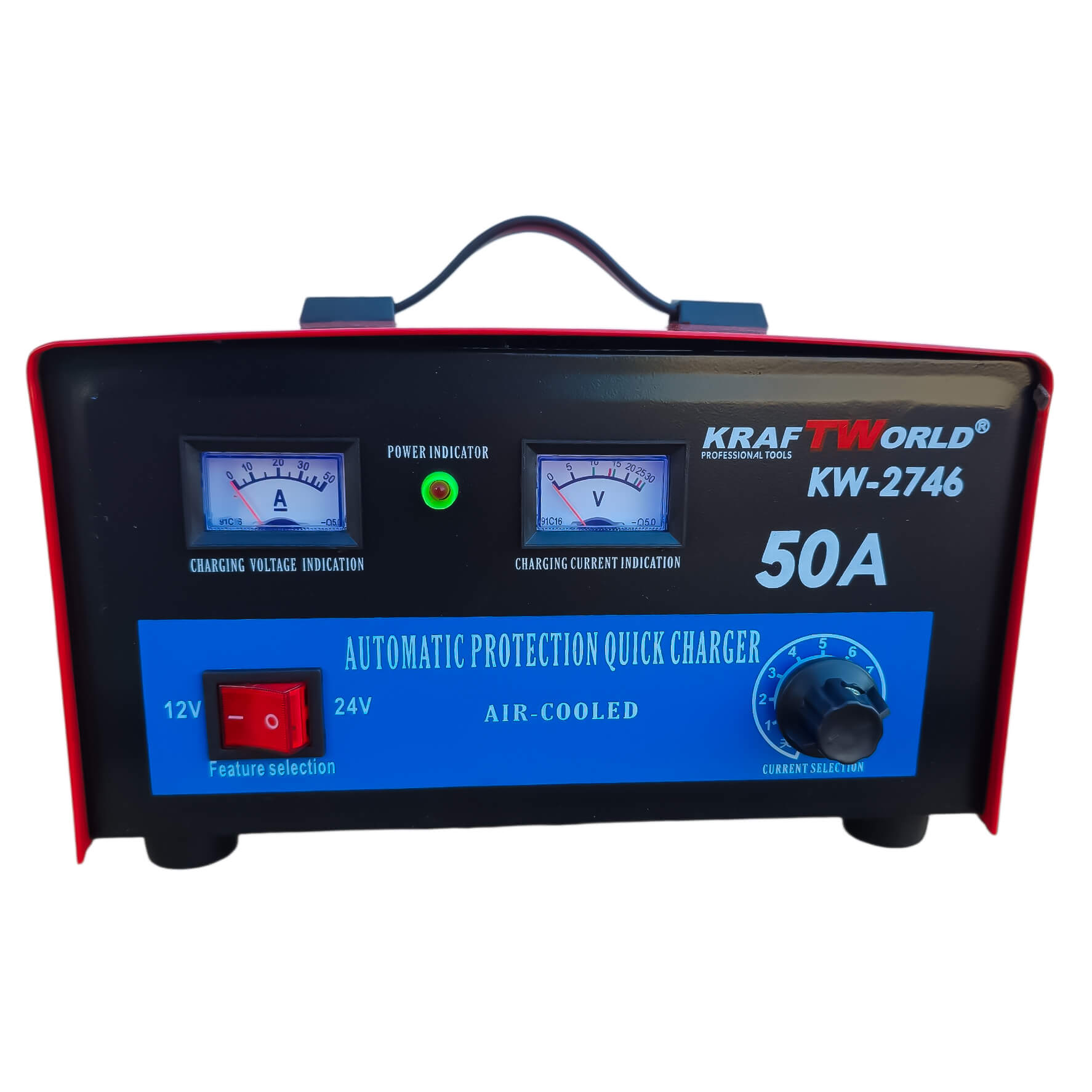 Зарядно за акумулатори KraftWorld KW-2746 – 50A, 12V/24V, Бързо и Ефективно АВТО Зарядно за акумулатори KraftWorld KW-2746 – 50A, 12V/24V, Бързо и Ефективно
