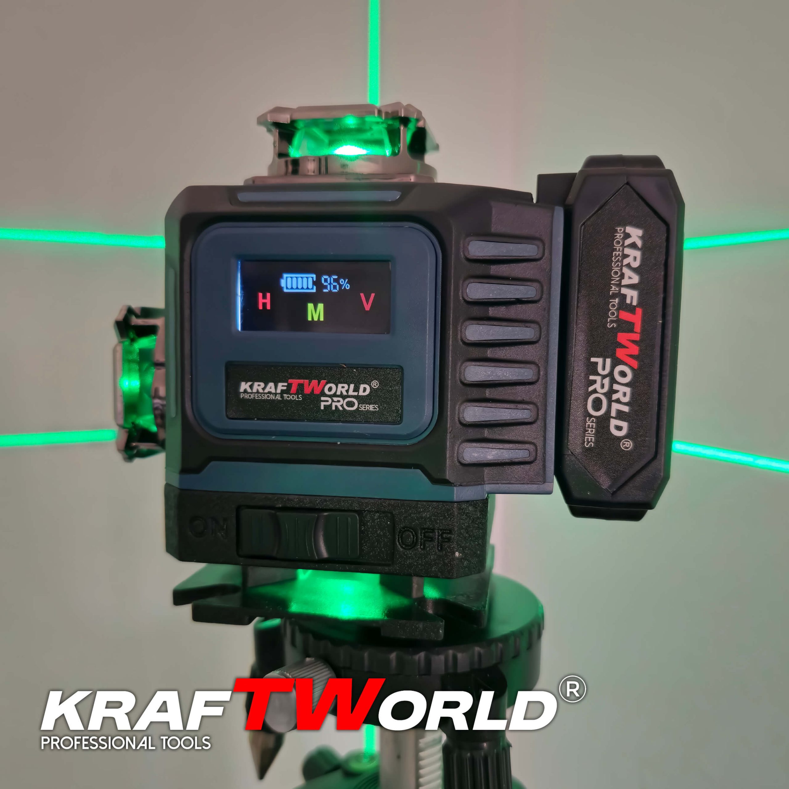 Лазерен Нивелир Kraftworld PRO 4×360° с Пълен Комплект Стойки и Тринога АКУМУЛАТОРНИ ИНСТРУМЕНТИ Лазерен Нивелир Kraftworld PRO 4×360° с Пълен Комплект Стойки и Тринога