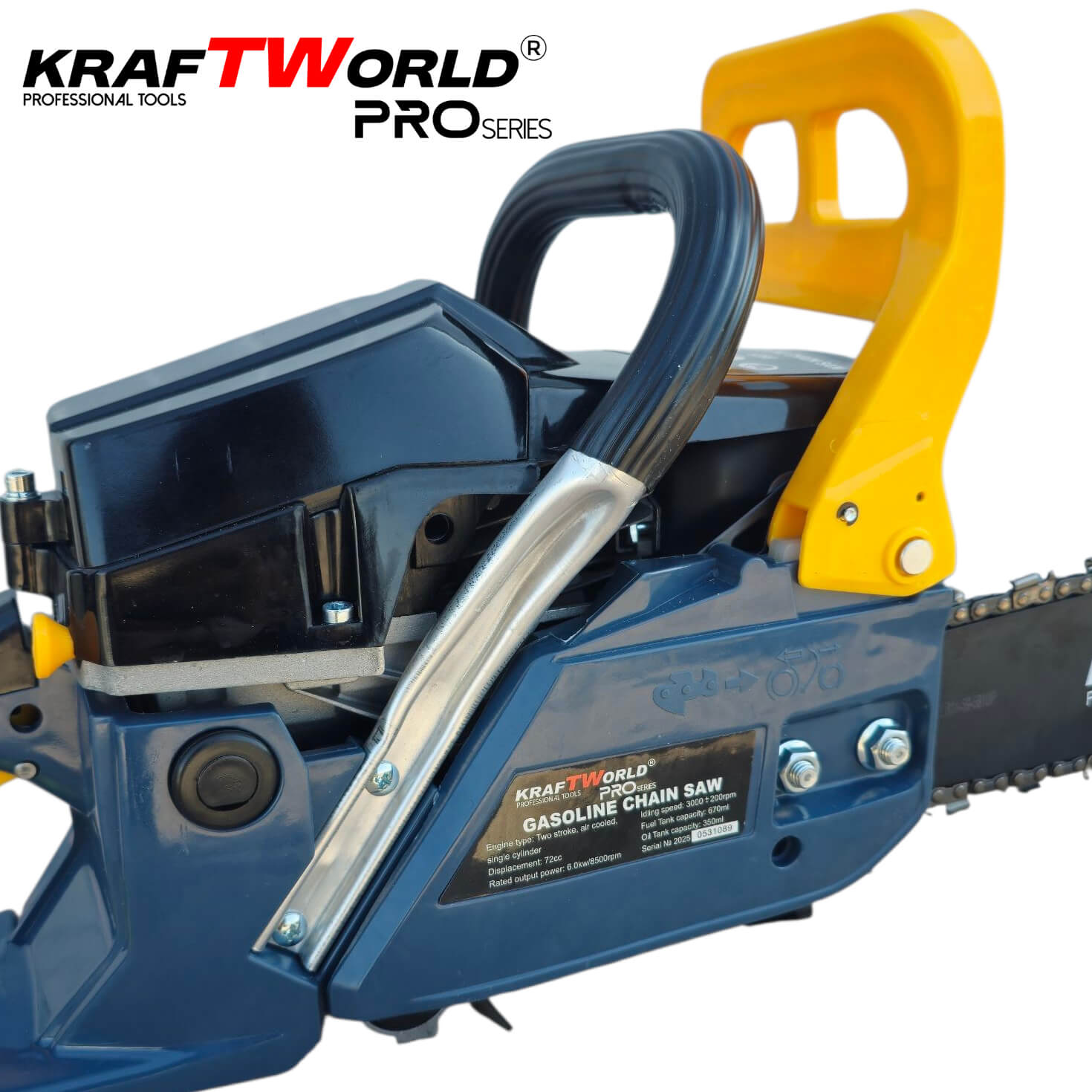 Бензинова Моторна резачка KraftWorld 7.5 HP, 40см верига, 72cc, антивибрационна система ГРАДИНСКИ ИНСТРУМЕНТИ Бензинова Моторна резачка KraftWorld 7.5 HP, 40см верига, 72cc, антивибрационна система