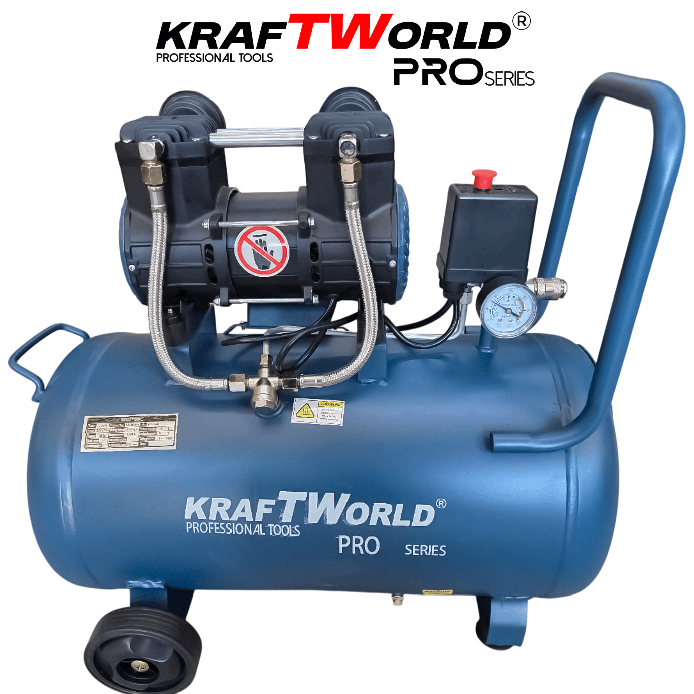 Тих Безмаслен компресор за въздух Kraftworld Pro 50L | 1100W | 0.8MPa АВТО Тих Безмаслен компресор за въздух Kraftworld Pro 50L | 1100W | 0.8MPa
