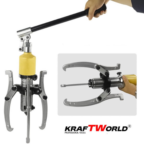 Хидравлична скоба за лагери KraftWorld 15T – трираменна, професионална АВТО Хидравлична скоба за лагери KraftWorld 15T – трираменна, професионална