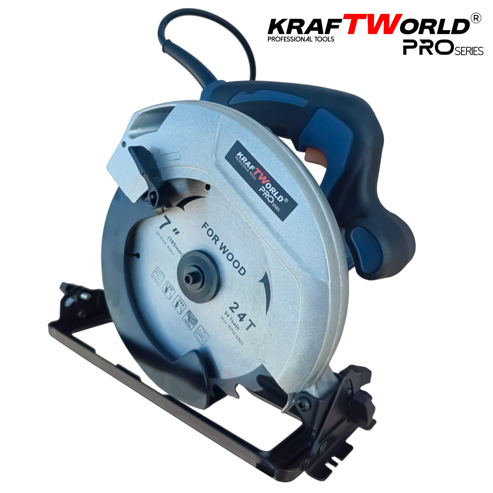 Ръчен циркуляр KraftWorld PRO 1600W, диск 190mm, 45° рязане ЕЛЕКТРИЧЕСКИ ИНСТРУМЕНТИ Ръчен циркуляр KraftWorld PRO 1600W, диск 190mm, 45° рязане