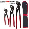 Комплект Водопроводни Клещи тип гарги Kraftworld pro – 3 части 175 мм, 250 мм, 300 мм с калъф