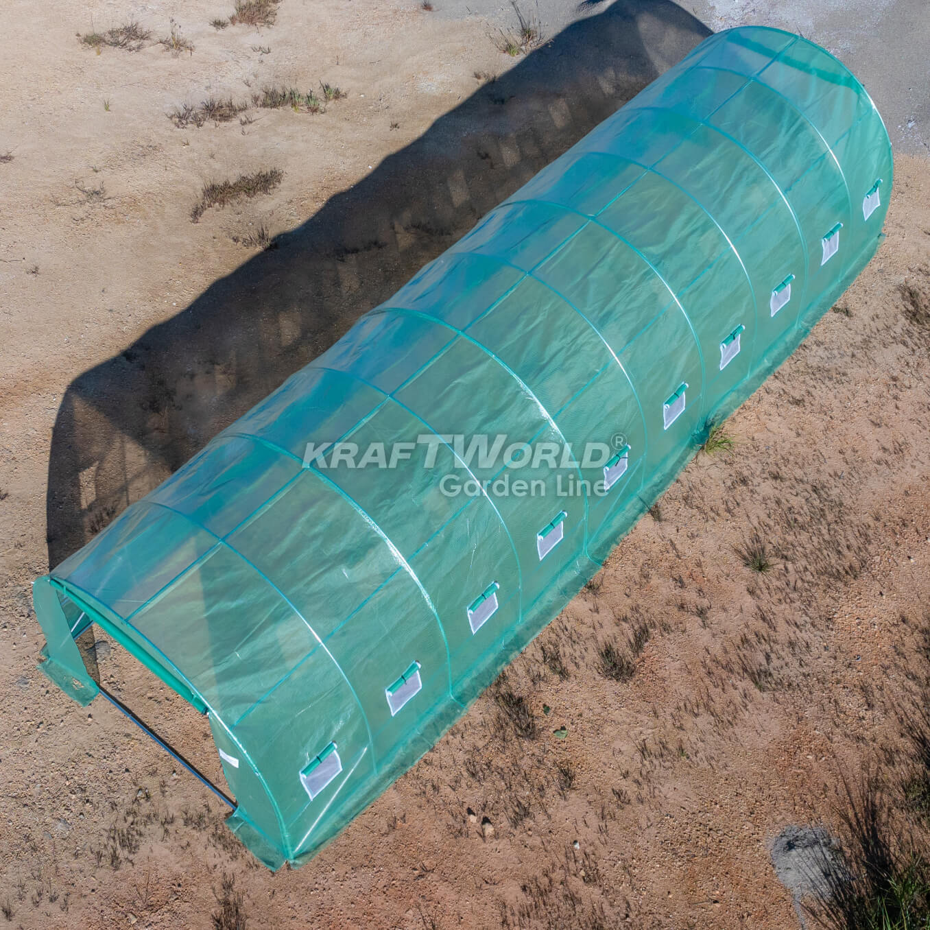 Резервно покривало за оранжерия 10×3×2 м – KraftWorld Garden Line, UV4 армирано покритие и 20 прозореца и 2 врати ДВОР И ГРАДИНА Резервно покривало за оранжерия 10×3×2 м – KraftWorld Garden Line, UV4 армирано покритие и 20 прозореца и 2 врати