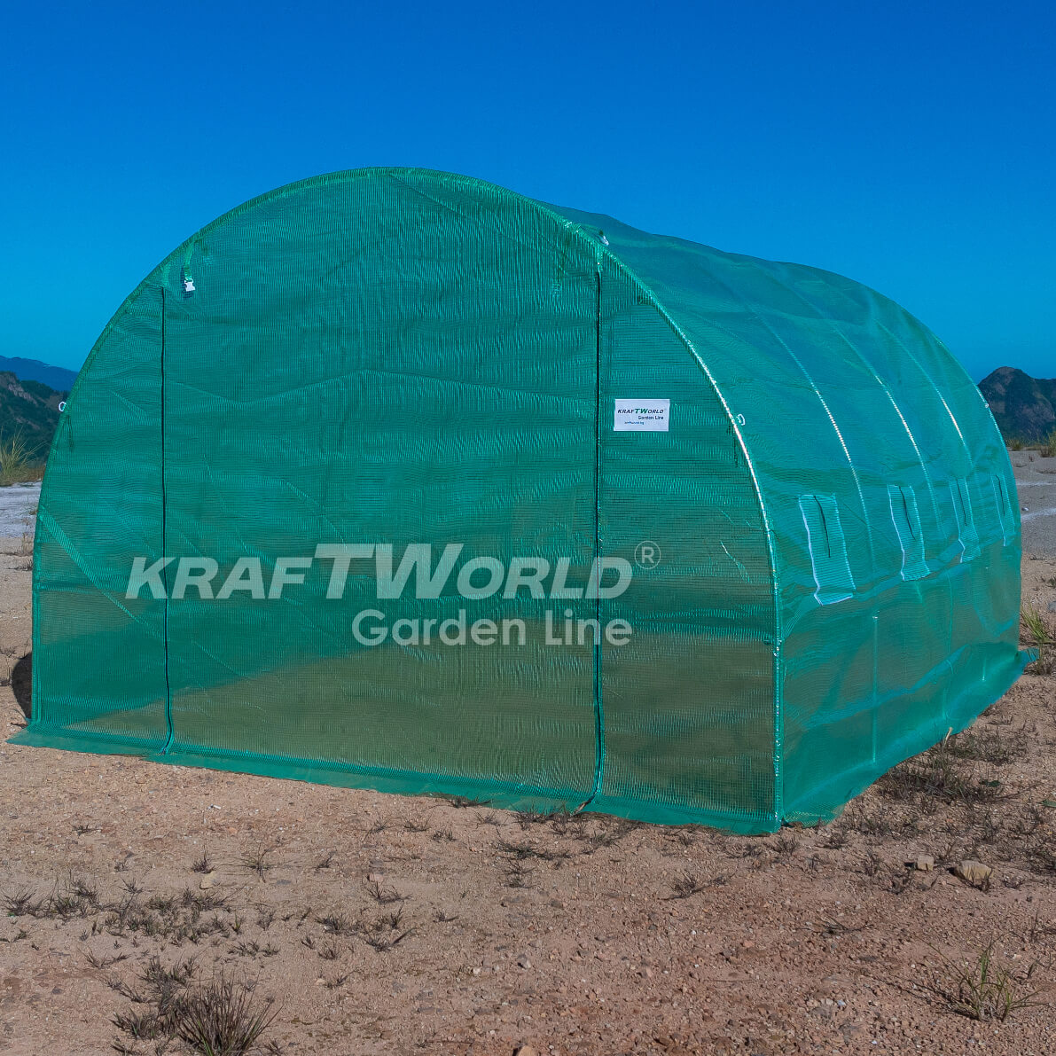 Тунелна Оранжерия KraftWorld Garden Line 4×3×2м – Парник с поцинкована стомана, UV4 армирано покритие и 8 прозореца и 2 врати ДВОР И ГРАДИНА Тунелна Оранжерия KraftWorld Garden Line 4×3×2м – Парник с поцинкована стомана, UV4 армирано покритие и 8 прозореца и 2 врати
