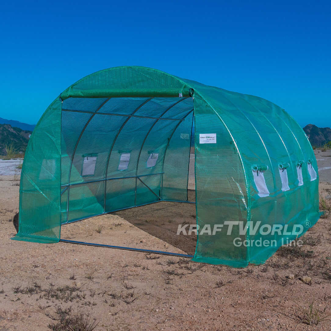 Тунелна Оранжерия KraftWorld Garden Line 4×3×2м – Парник с поцинкована стомана, UV4 армирано покритие и 8 прозореца и 2 врати ДВОР И ГРАДИНА Тунелна Оранжерия KraftWorld Garden Line 4×3×2м – Парник с поцинкована стомана, UV4 армирано покритие и 8 прозореца и 2 врати