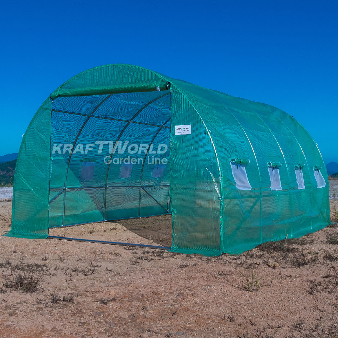 Тунелна Оранжерия KraftWorld Garden Line 4×3×2м – Парник с поцинкована стомана, UV4 армирано покритие и 8 прозореца и 2 врати ДВОР И ГРАДИНА Тунелна Оранжерия KraftWorld Garden Line 4×3×2м – Парник с поцинкована стомана, UV4 армирано покритие и 8 прозореца и 2 врати