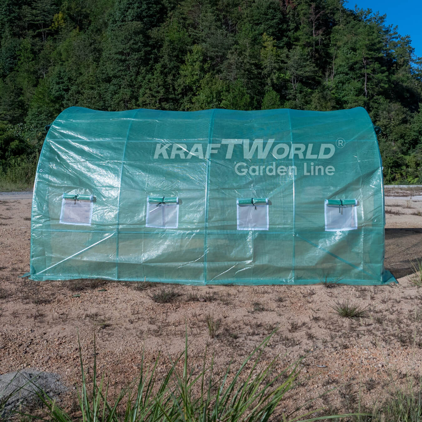 Тунелна Оранжерия KraftWorld Garden Line 4×3×2м – Парник с поцинкована стомана, UV4 армирано покритие и 8 прозореца и 2 врати ДВОР И ГРАДИНА Тунелна Оранжерия KraftWorld Garden Line 4×3×2м – Парник с поцинкована стомана, UV4 армирано покритие и 8 прозореца и 2 врати