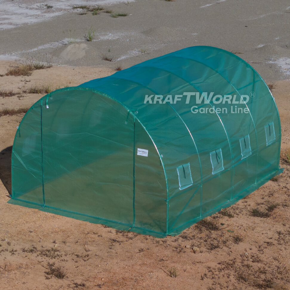 Тунелна Оранжерия KraftWorld Garden Line 4×3×2м – Парник с поцинкована стомана, UV4 армирано покритие и 8 прозореца и 2 врати ДВОР И ГРАДИНА Тунелна Оранжерия KraftWorld Garden Line 4×3×2м – Парник с поцинкована стомана, UV4 армирано покритие и 8 прозореца и 2 врати