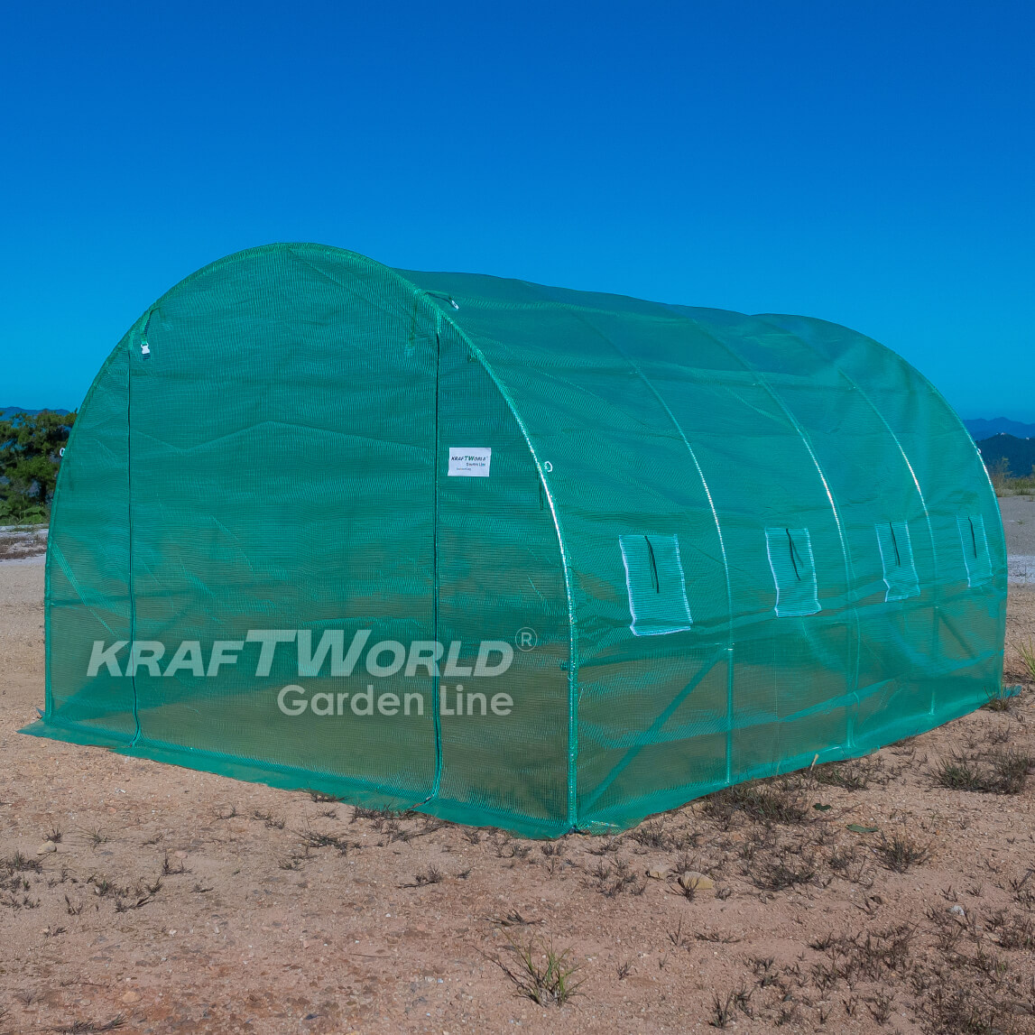 Тунелна Оранжерия KraftWorld Garden Line 4×3×2м – Парник с поцинкована стомана, UV4 армирано покритие и 8 прозореца и 2 врати ДВОР И ГРАДИНА Тунелна Оранжерия KraftWorld Garden Line 4×3×2м – Парник с поцинкована стомана, UV4 армирано покритие и 8 прозореца и 2 врати