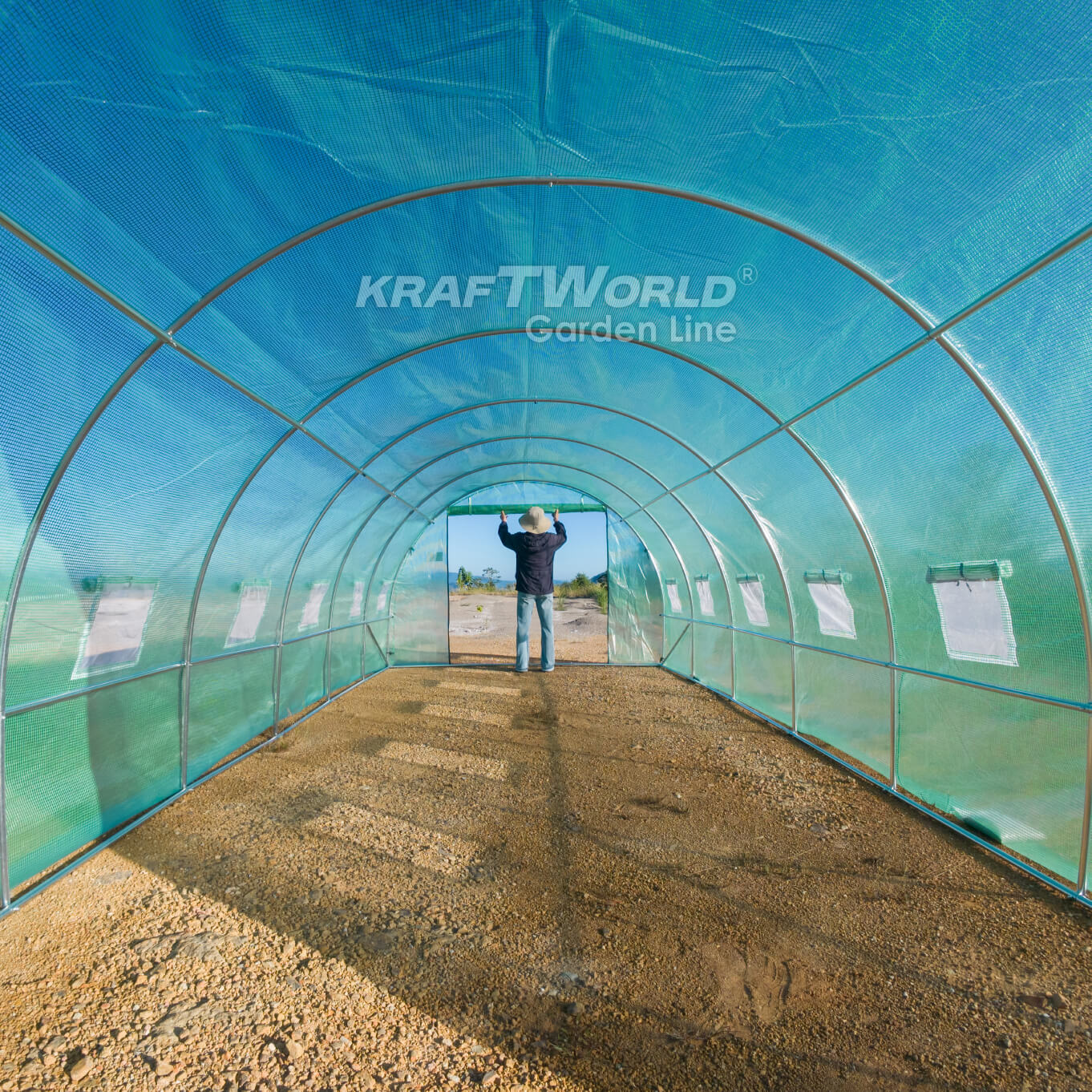 Резервно покривало за оранжерия 6×3×2 м – KraftWorld Garden Line, UV4 армирано покритие и 12 прозореца и 2 врати ДВОР И ГРАДИНА Резервно покривало за оранжерия 6×3×2 м – KraftWorld Garden Line, UV4 армирано покритие и 12 прозореца и 2 врати