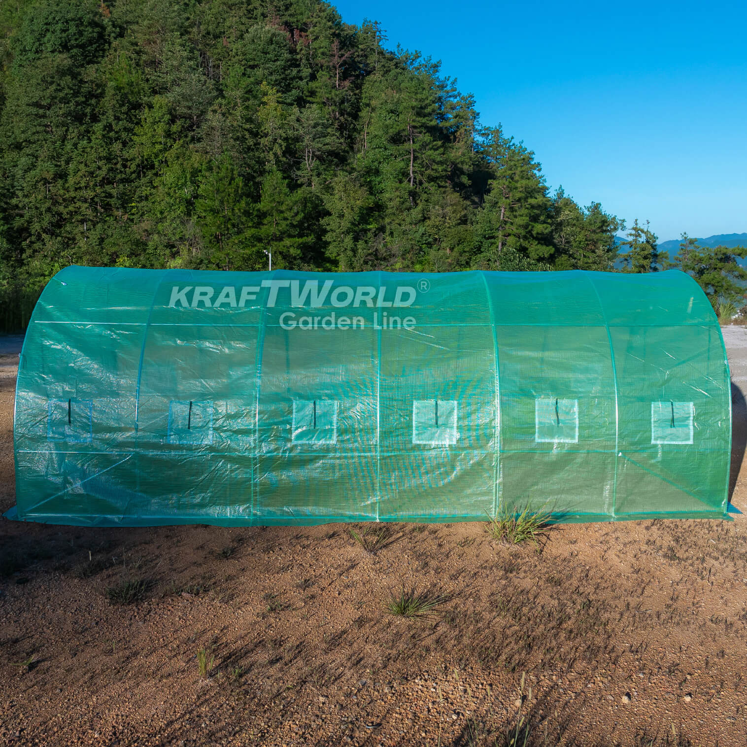 Резервно покривало за оранжерия 6×3×2 м – KraftWorld Garden Line, UV4 армирано покритие и 12 прозореца и 2 врати ДВОР И ГРАДИНА Резервно покривало за оранжерия 6×3×2 м – KraftWorld Garden Line, UV4 армирано покритие и 12 прозореца и 2 врати