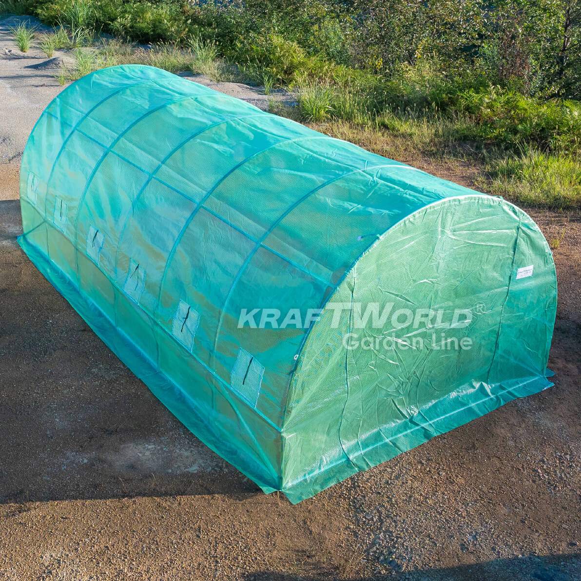 Резервно покривало за оранжерия 6×3×2 м – KraftWorld Garden Line, UV4 армирано покритие и 12 прозореца и 2 врати ДВОР И ГРАДИНА Резервно покривало за оранжерия 6×3×2 м – KraftWorld Garden Line, UV4 армирано покритие и 12 прозореца и 2 врати