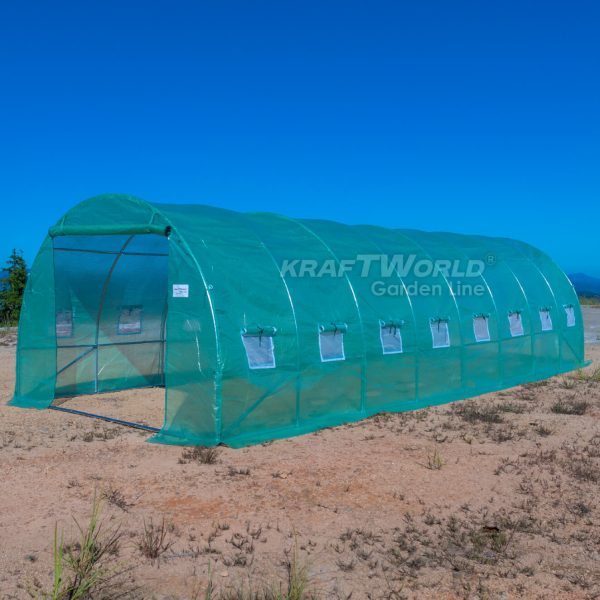 Резервно покривало за оранжерия 8×3×2 м – KraftWorld Garden Line, UV4 армирано покритие и 16 прозореца и 2 врати ДВОР И ГРАДИНА Резервно покривало за оранжерия 8×3×2 м – KraftWorld Garden Line, UV4 армирано покритие и 16 прозореца и 2 врати