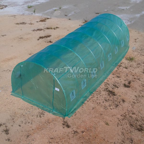 Резервно покривало за оранжерия 8×3×2 м – KraftWorld Garden Line, UV4 армирано покритие и 16 прозореца и 2 врати ДВОР И ГРАДИНА Резервно покривало за оранжерия 8×3×2 м – KraftWorld Garden Line, UV4 армирано покритие и 16 прозореца и 2 врати