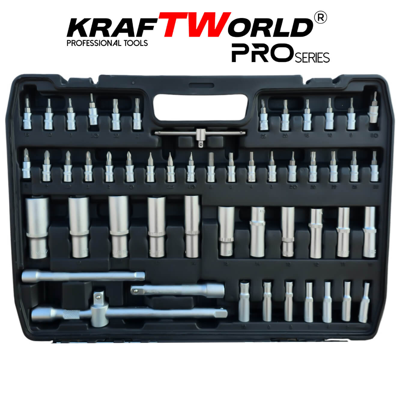 Професионално Гедоре 172 Части KraftWorld PRO Series от CR-V Стомана и 3 Размера Тресчотки 1/2″, 3/8″, 1/4″ АВТО Професионално Гедоре 172 Части KraftWorld PRO Series от CR-V Стомана и 3 Размера Тресчотки 1/2″, 3/8″, 1/4″