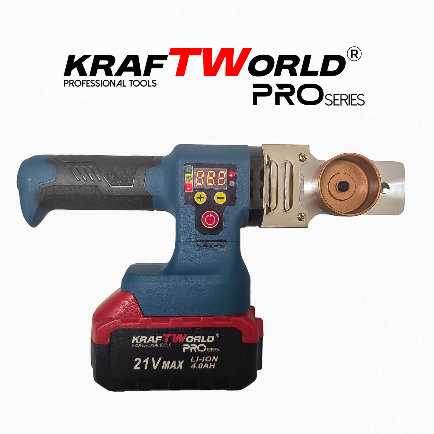 Акумулаторен Поялник Лепачка за ППР Тръби KraftWorld 21V с 5 Накрайника АКУМУЛАТОРНИ ИНСТРУМЕНТИ Акумулаторен Поялник Лепачка за ППР Тръби KraftWorld 21V с 5 Накрайника