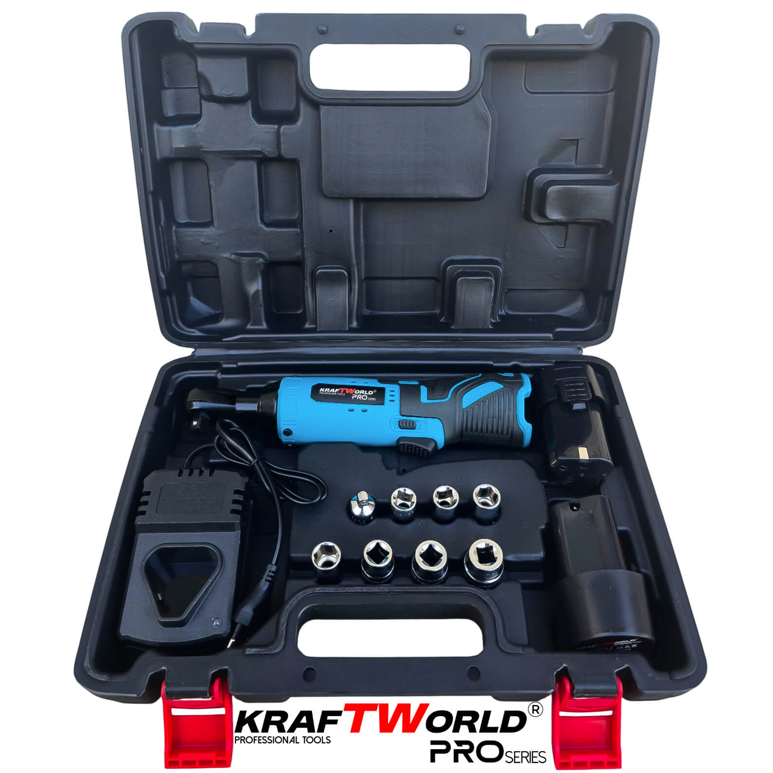 Акумулаторна тресчотка KraftWorld 3/8″ 68Nm – комплект с куфар, с две батерии 12V АВТО Акумулаторна тресчотка KraftWorld 3/8″ 68Nm – комплект с куфар, с две батерии 12V