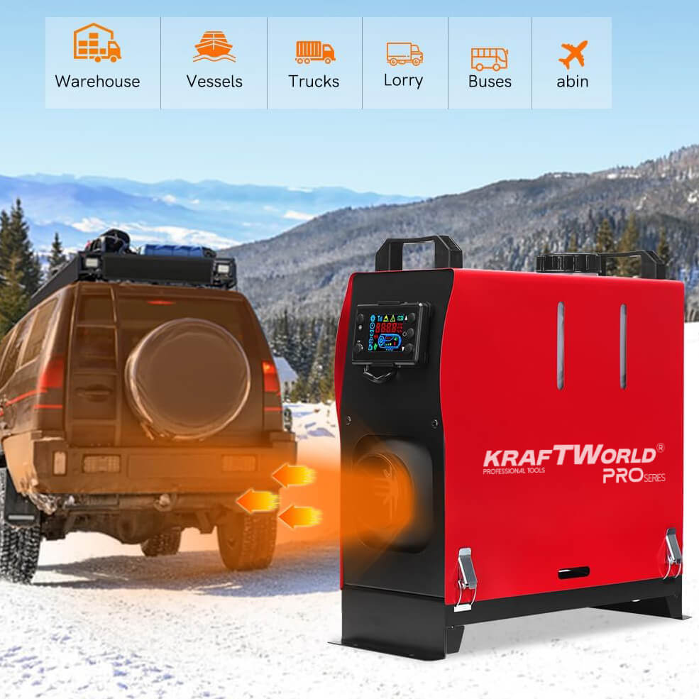 Преносима Суха Дизелова Печка KraftWorld PRO 8kW – за кемпери, бусове и гаражи 12V / 24V / 220V АВТО Преносима Суха Дизелова Печка KraftWorld PRO 8kW – за кемпери, бусове и гаражи 12V / 24V / 220V