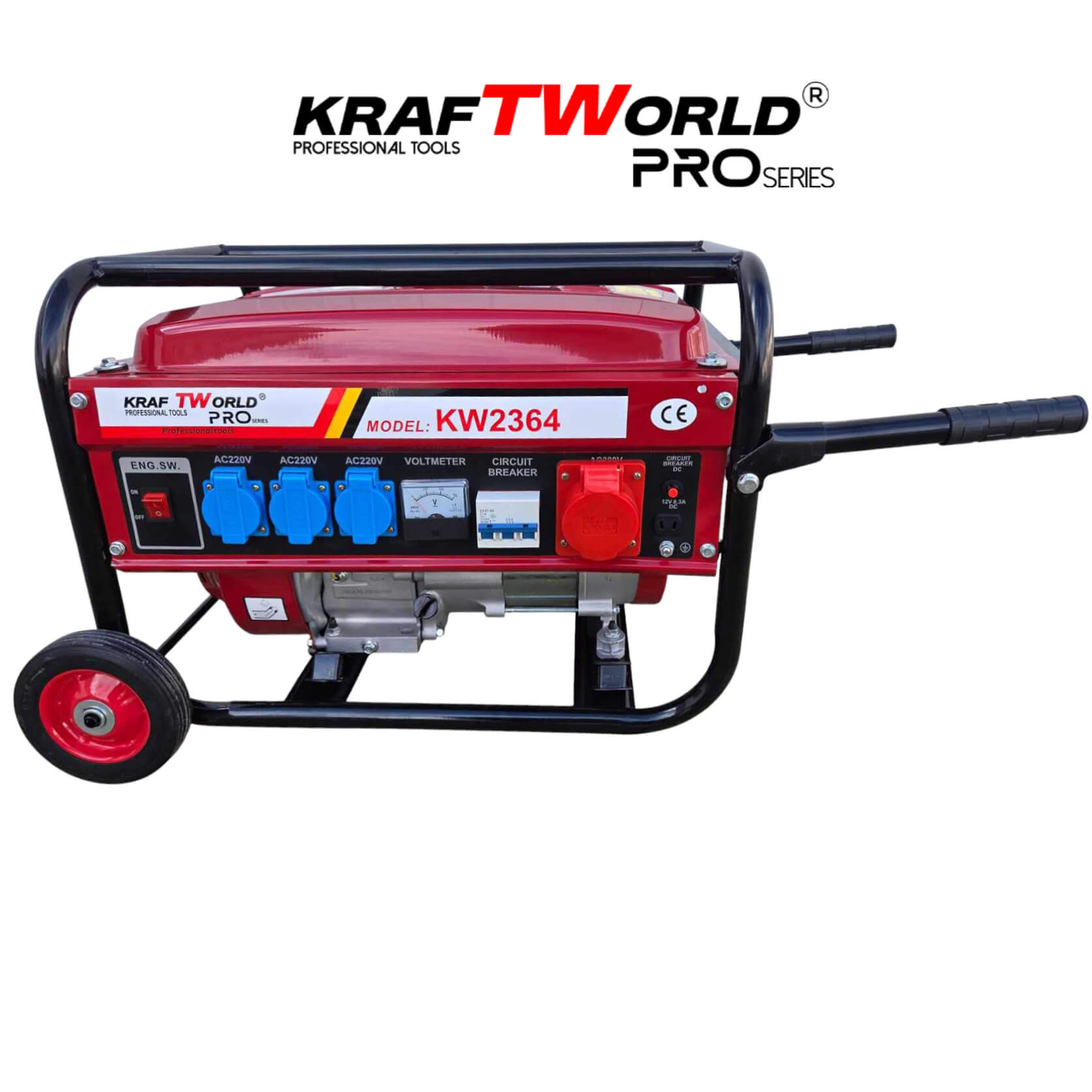 Бензинов Четиритактов генератор KraftWorld 4.5 kW с колела и дръжки ГЕНЕРАТОРИ Бензинов Четиритактов генератор KraftWorld 4.5 kW с колела и дръжки