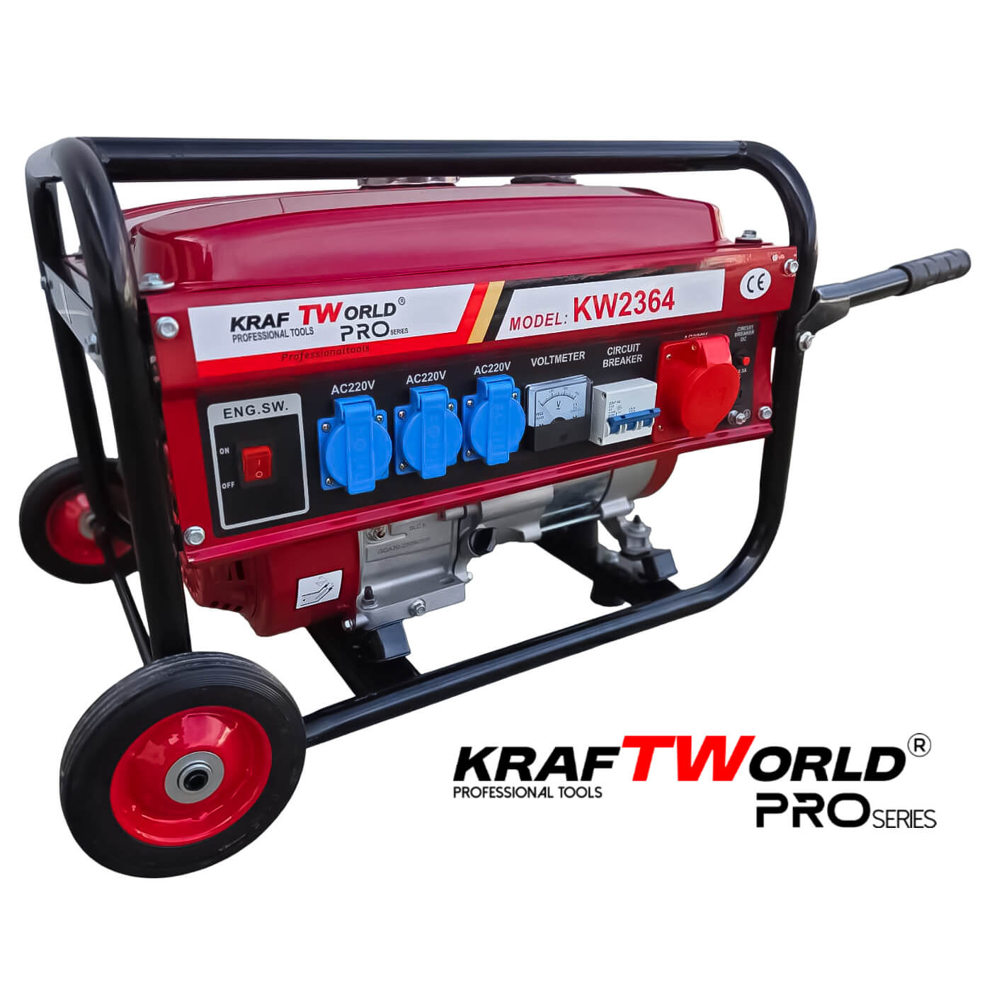 Бензинов Четиритактов генератор KraftWorld 4.5 kW с колела и дръжки ГЕНЕРАТОРИ Бензинов Четиритактов генератор KraftWorld 4.5 kW с колела и дръжки