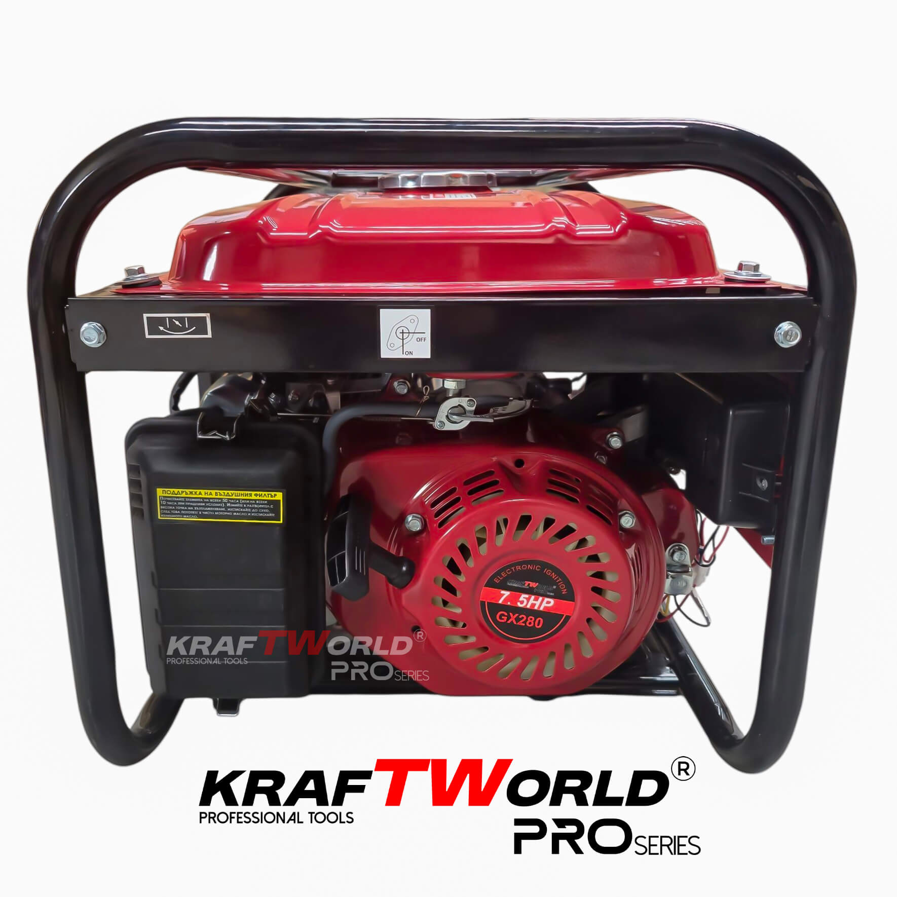Четиритактов Бензинов генератор 4.5 kW с дистанционно запалване KraftWorld PRO Агрегат за ток с електрически старт и акумулатор ГЕНЕРАТОРИ Четиритактов Бензинов генератор 4.5 kW с дистанционно запалване KraftWorld PRO Агрегат за ток с електрически старт и акумулатор