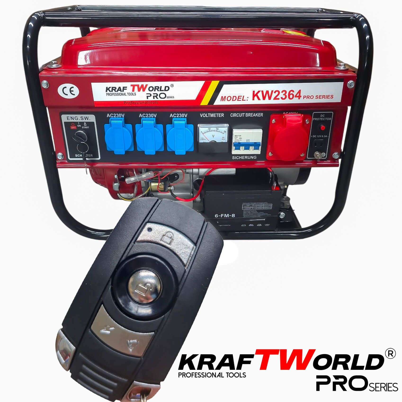 Четиритактов Бензинов генератор 4.5 kW с дистанционно запалване KraftWorld PRO Агрегат за ток с електрически старт и акумулатор ГЕНЕРАТОРИ Четиритактов Бензинов генератор 4.5 kW с дистанционно запалване KraftWorld PRO Агрегат за ток с електрически старт и акумулатор