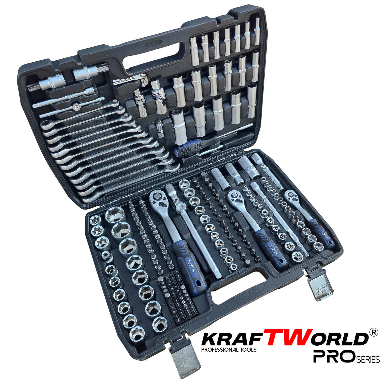 Професионално Гедоре 216 части KraftWorld PRO от CR-V Стомана с Инструменти и Тресчотни Звездогаечни Ключове 1/4″, 3/8″ и 1/2″ АВТО Професионално Гедоре 216 части KraftWorld PRO от CR-V Стомана с Инструменти и Тресчотни Звездогаечни Ключове 1/4″, 3/8″ и 1/2″