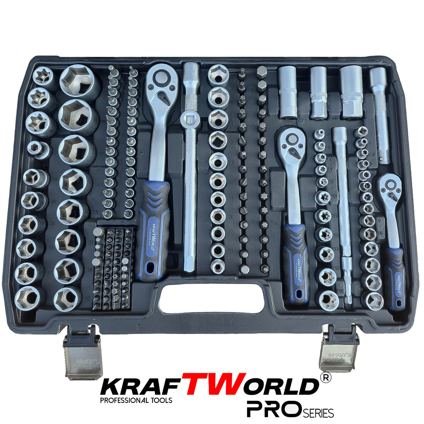 Професионално Гедоре 216 части KraftWorld PRO от CR-V Стомана с Инструменти и Тресчотни Звездогаечни Ключове 1/4″, 3/8″ и 1/2″ АВТО Професионално Гедоре 216 части KraftWorld PRO от CR-V Стомана с Инструменти и Тресчотни Звездогаечни Ключове 1/4″, 3/8″ и 1/2″