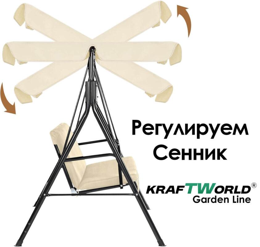 Зелена Градинска Люлка KraftWorld, модел Toscana – стабилна конструкция и мек триместен комфорт ГРАДИНСКИ МЕБЕЛИ Зелена Градинска Люлка KraftWorld, модел Toscana – стабилна конструкция и мек триместен комфорт
