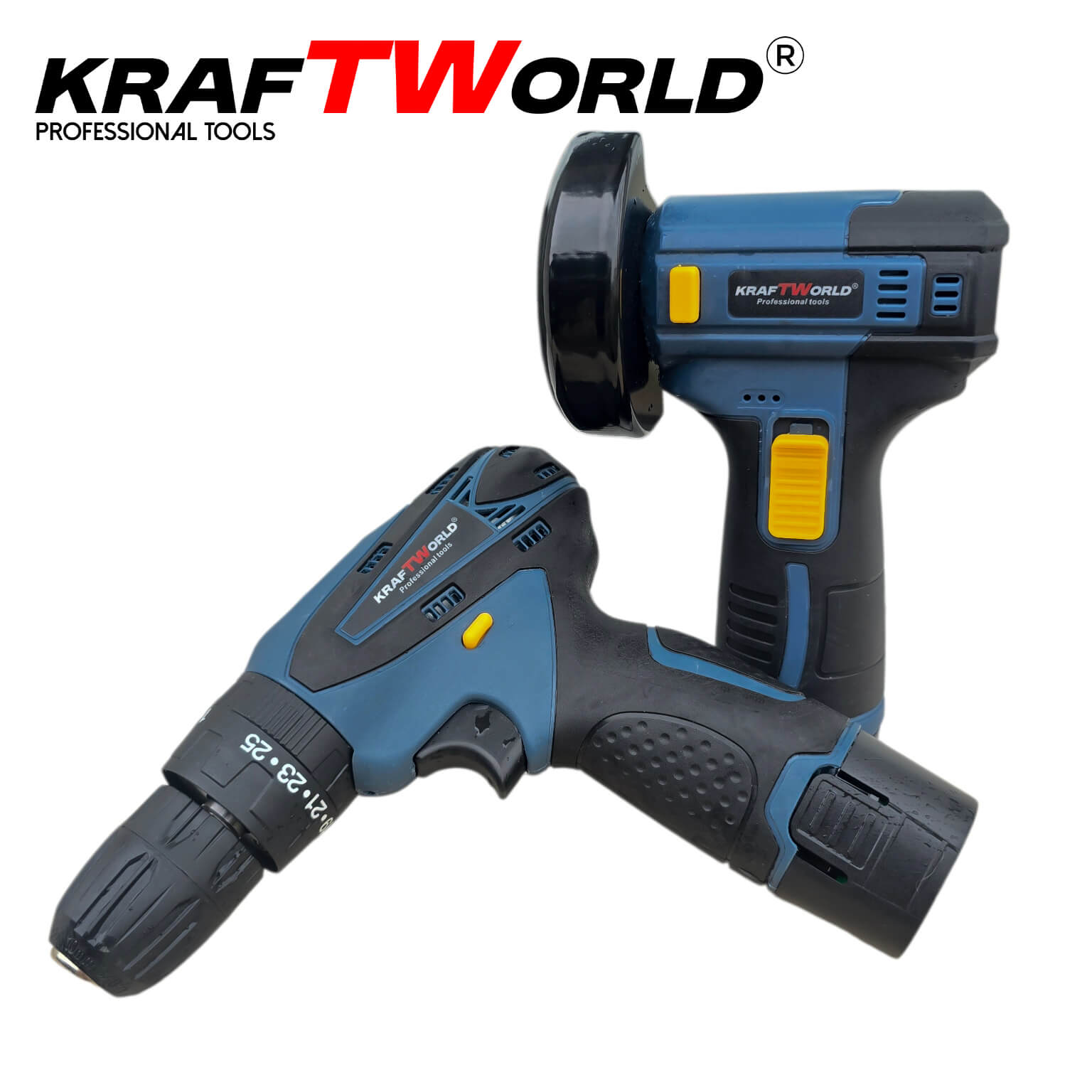 Комплект Винтоверт и Ъглошлайф 76мм KraftWorld 18V 2Ah АКУМУЛАТОРНИ ИНСТРУМЕНТИ Комплект Винтоверт и Ъглошлайф 76мм KraftWorld 18V 2Ah