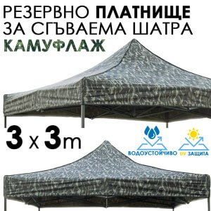 камуфлажно платнище за шатра 3x3 водоустойчиво