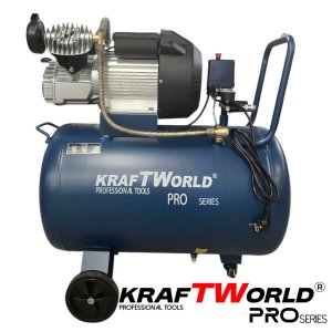 Маслен Компресор за въздух 100L KraftWorld с мощен 2200W мотор – 400 л/мин, 8 bar