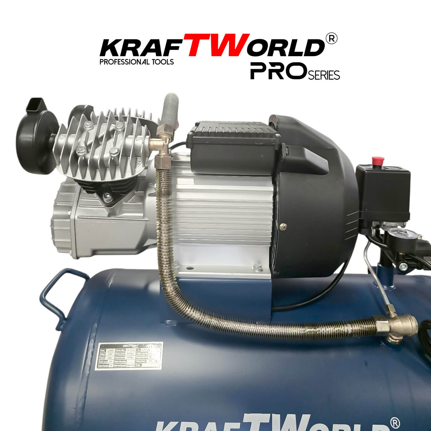 Маслен Компресор за въздух 100L KraftWorld с мощен 2200W мотор – 400 л/мин, 8 bar АВТО Маслен Компресор за въздух 100L KraftWorld с мощен 2200W мотор – 400 л/мин, 8 bar