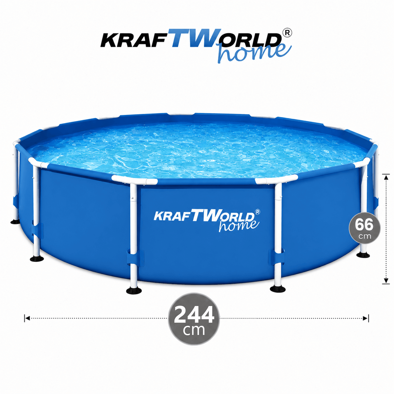 Басейн KraftWorld SteelMax 244×66см с метална рамка + ПОДАРЪК филтърна помпа БАСЕЙНИ Басейн KraftWorld SteelMax 244×66см с метална рамка + ПОДАРЪК филтърна помпа