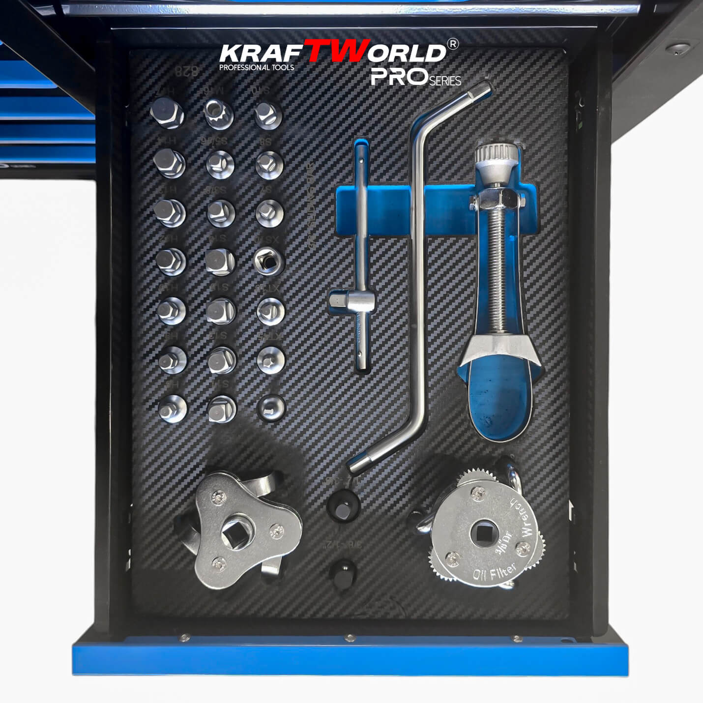 Професионален XXL шкаф с инструменти KraftWorld PRO Series – 12 чекмеджета, 501 части, Soft Close АВТО Професионален XXL шкаф с инструменти KraftWorld PRO Series – 12 чекмеджета, 501 части, Soft Close