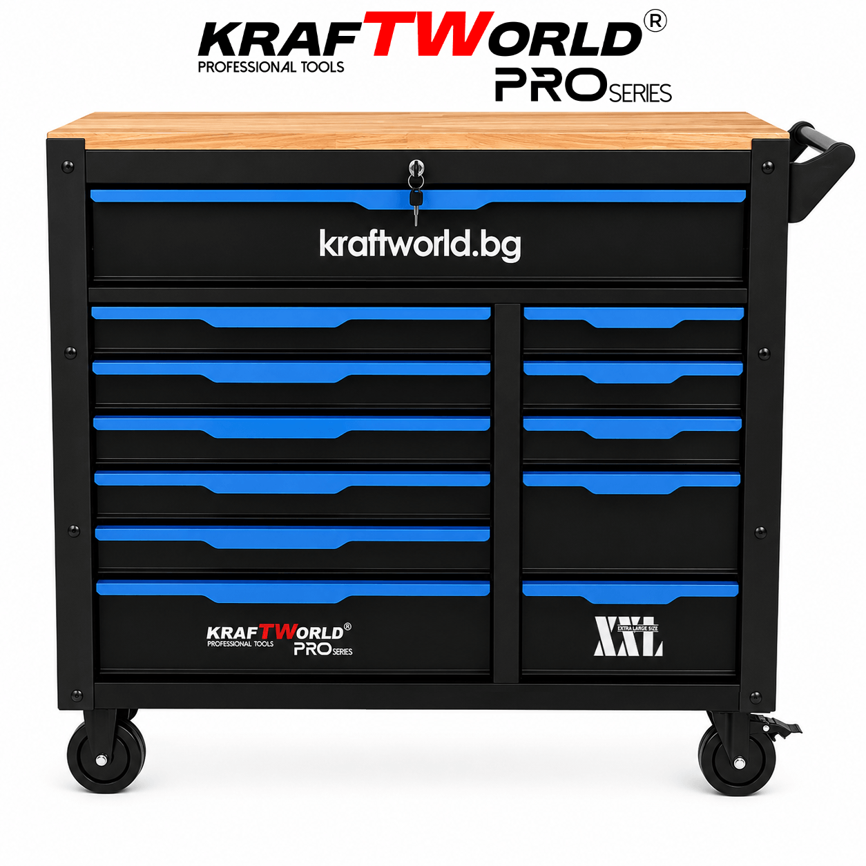 Професионален XXL шкаф с инструменти KraftWorld PRO Series – 12 чекмеджета, 501 части, Soft Close АВТО Професионален XXL шкаф с инструменти KraftWorld PRO Series – 12 чекмеджета, 501 части, Soft Close