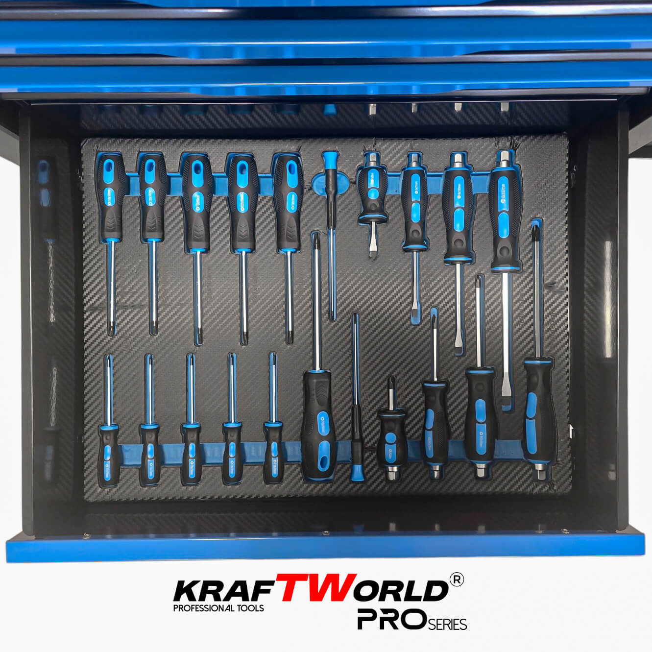Професионален XXL шкаф с инструменти KraftWorld PRO Series – 12 чекмеджета, 501 части, Soft Close АВТО Професионален XXL шкаф с инструменти KraftWorld PRO Series – 12 чекмеджета, 501 части, Soft Close