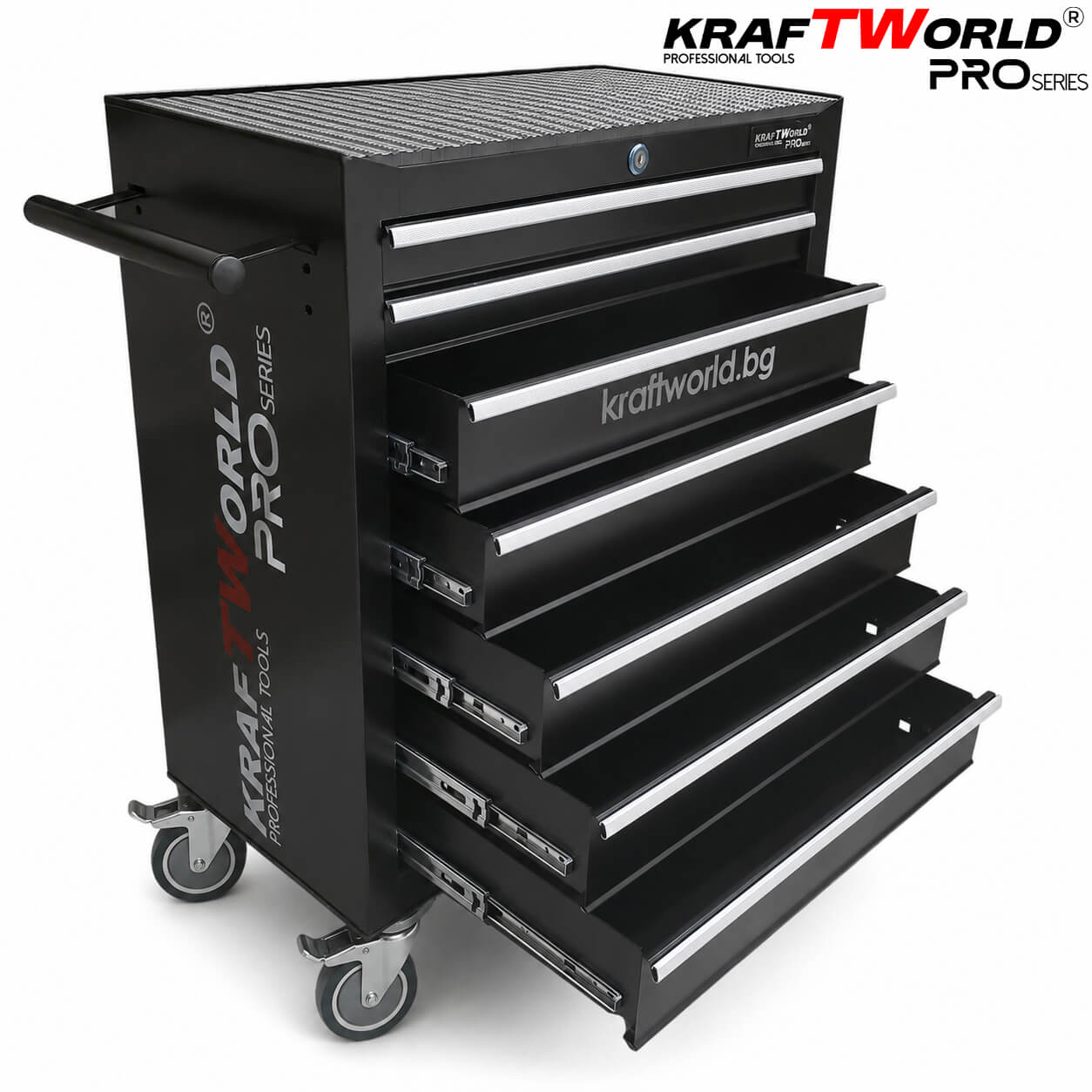 Професионална Количка за Инструменти KraftWorld – 7 Чекмеджета, Централно Заключване АВТО Професионална Количка за Инструменти KraftWorld – 7 Чекмеджета, Централно Заключване