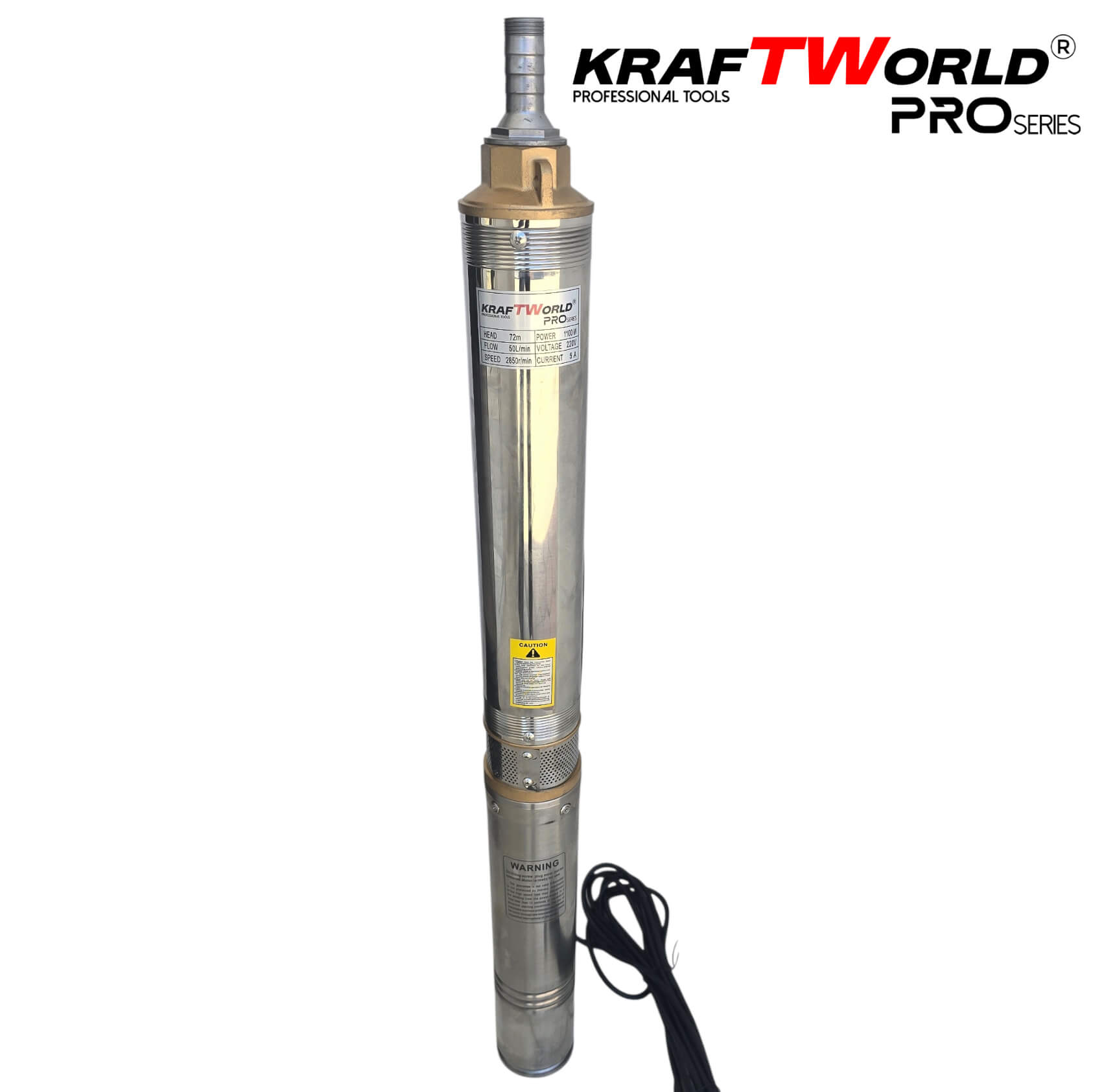 Сондажна Помпа KraftWorld PRO 1100W, 72м и 50L/min с Турбинна Система ДВОР И ГРАДИНА Сондажна Помпа KraftWorld PRO 1100W, 72м и 50L/min с Турбинна Система